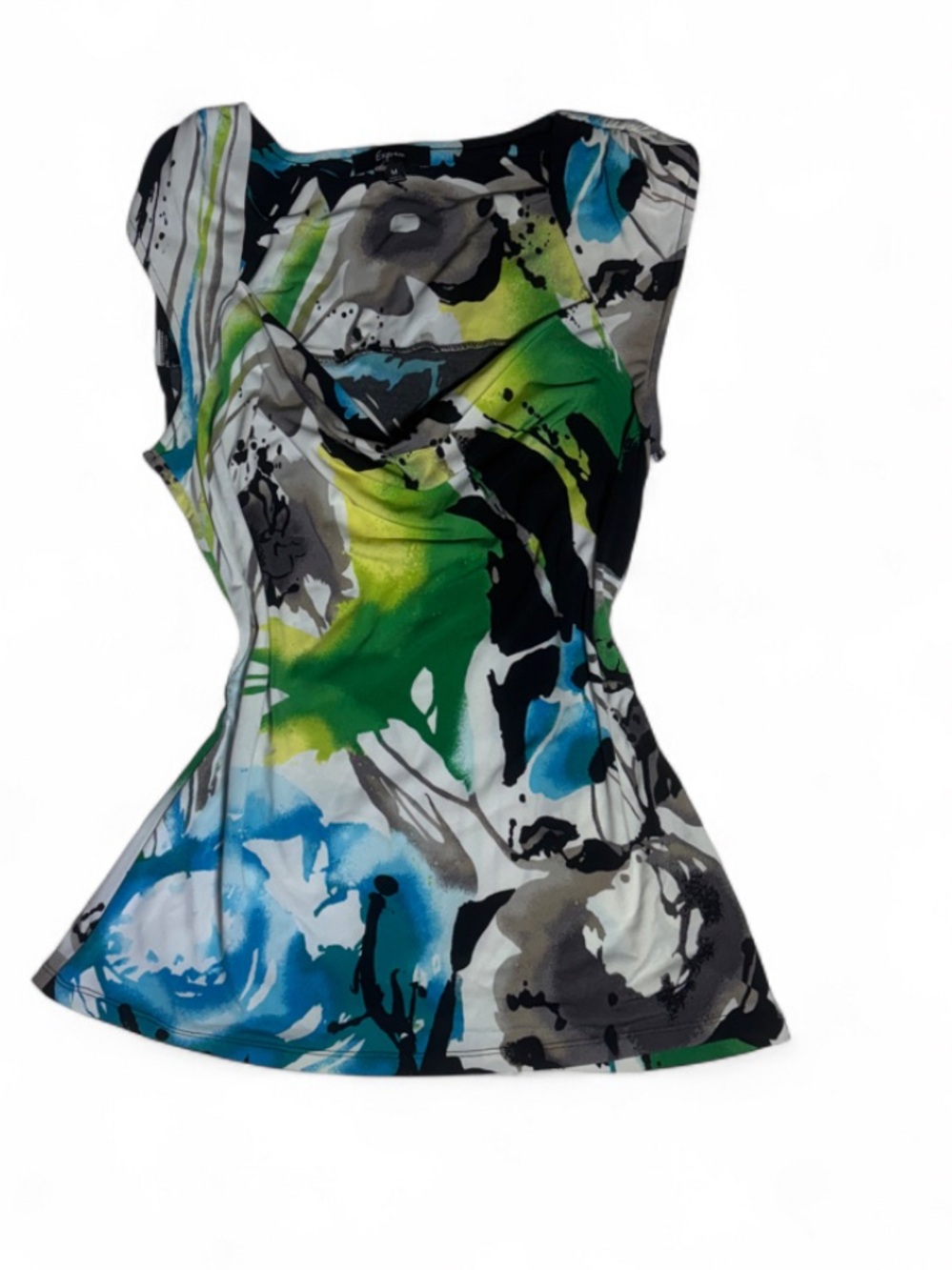 Express Watercolor Abstract Brushstroke Cowl Neck Tank Top Medium